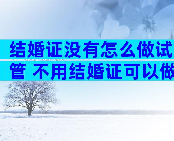 结婚证没有怎么做试管 不用结婚证可以做试管吗